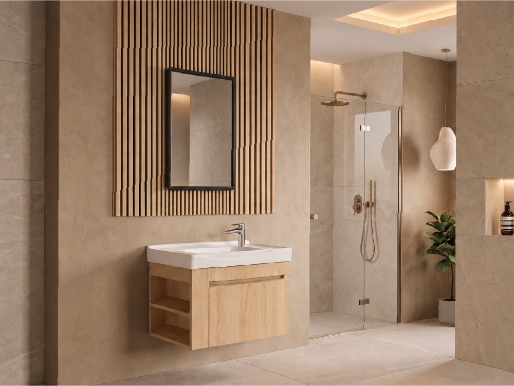Valpra Vanity Basin Set with Carbon Fiber Core Body for a modern bathroom