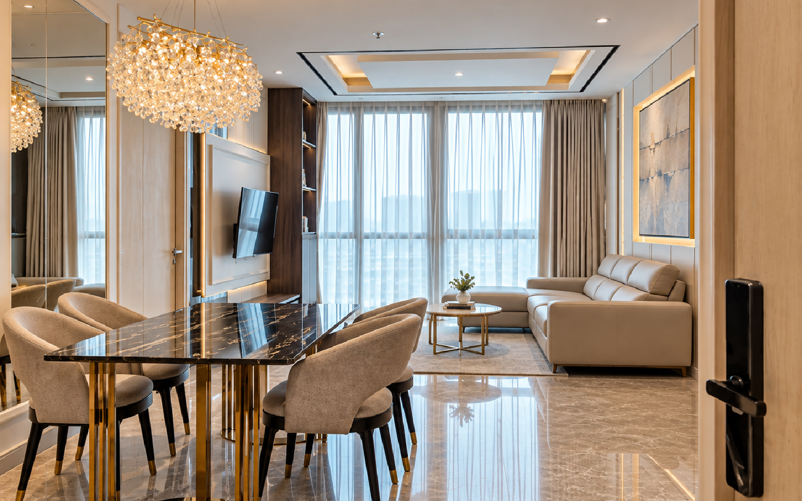 Apartemen Gabriella Ekaputri Menggunakan Sintered Stone dan SPC Flooring by BDA